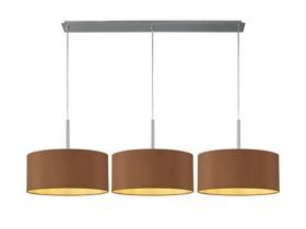 DK0564  Baymont 40cm Shade 3 Light Pendant Polished Chrome, Raw Cocoa/Grecian Bronze